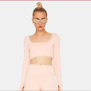 Pink Workout Top & Shorts Set